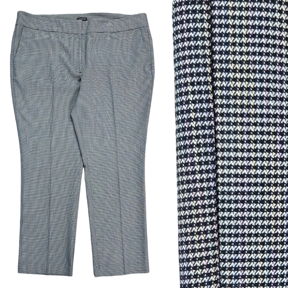 Ann Taylor Signature Mini Houndstooth Rainbow Thread Trousers Career Preppy